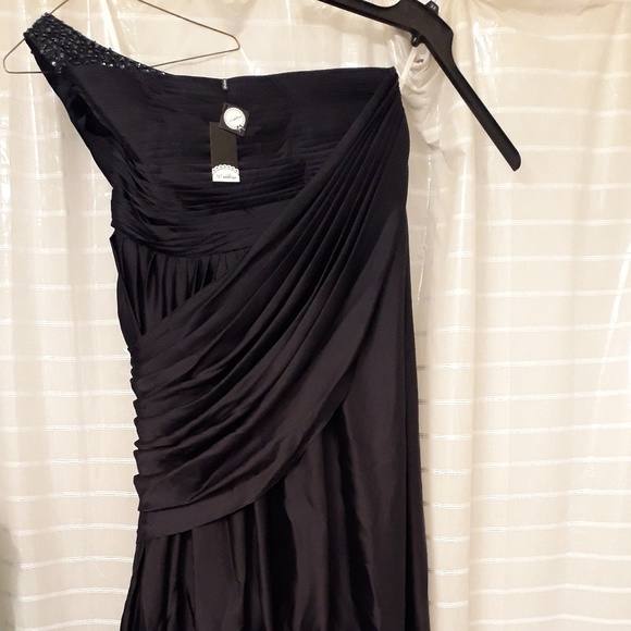 Blue One Shoulder Floor-length Evening Event Dress - Picture 6 of 8